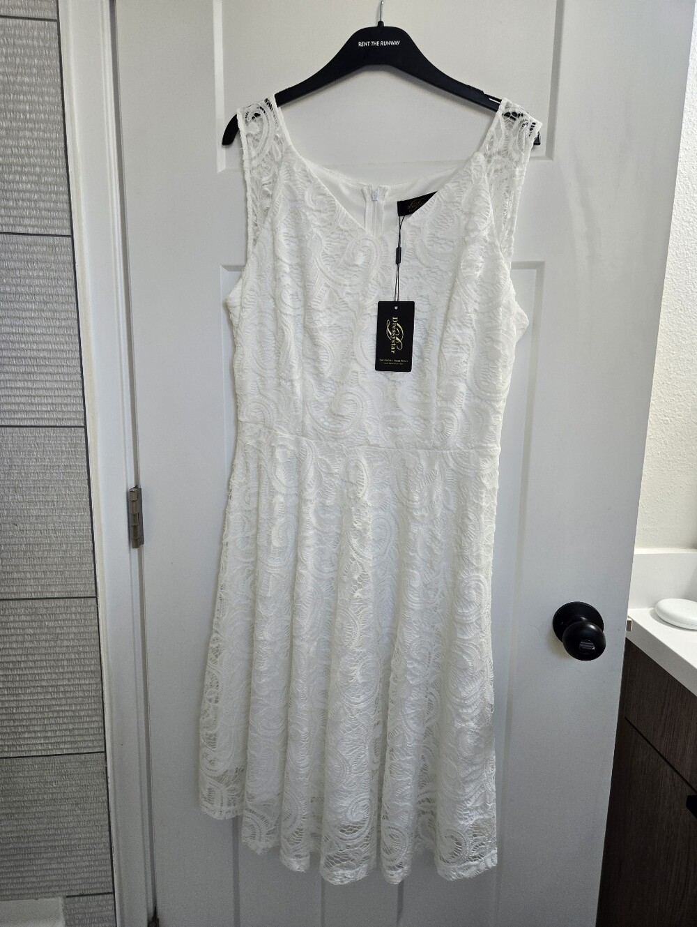 White Lace Sleeveless Fit & Flare Dress